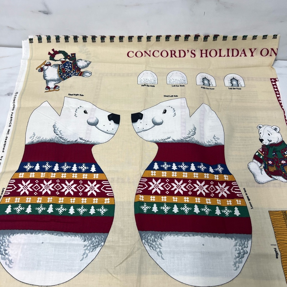 Concords holiday on ice polar bear fabric panel sewing craft holiday